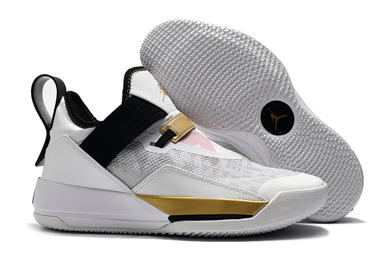 Air Jordan 33 Low White Gold Black Shoes